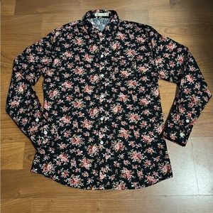 VC SELECTIONS Mens long sleeve Black  floral shirt